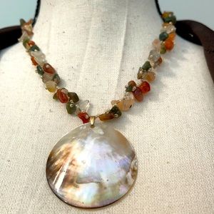 Gorgeous Multi Colored Stone and Abalone Necklace
